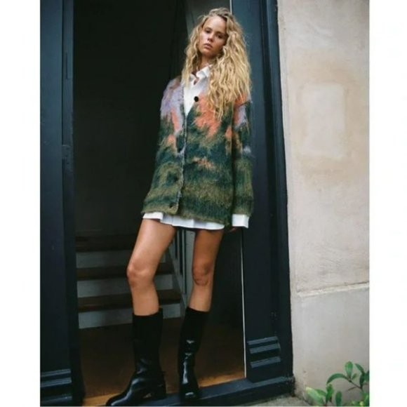 ZARA LANDSCAPE KNIT COAT LONG SLEEVES - Picture 5 of 10